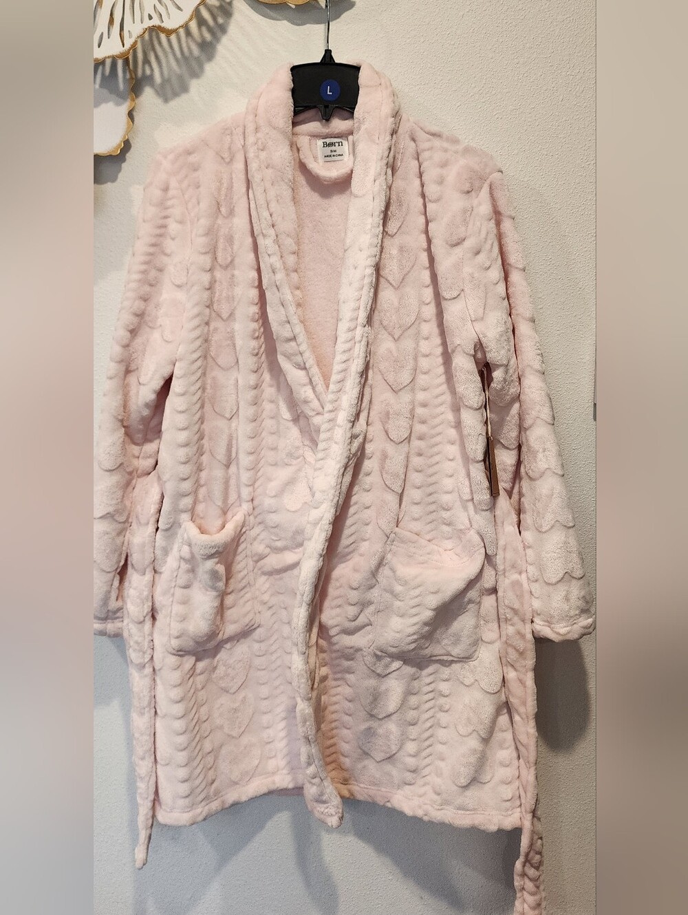 Born Barefoot Dreams Cozy Heart Plush Robe - Light Pink